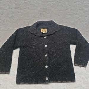 Alps Sweater Jacket Womens Small Black Button Long Sleeve Made In USA